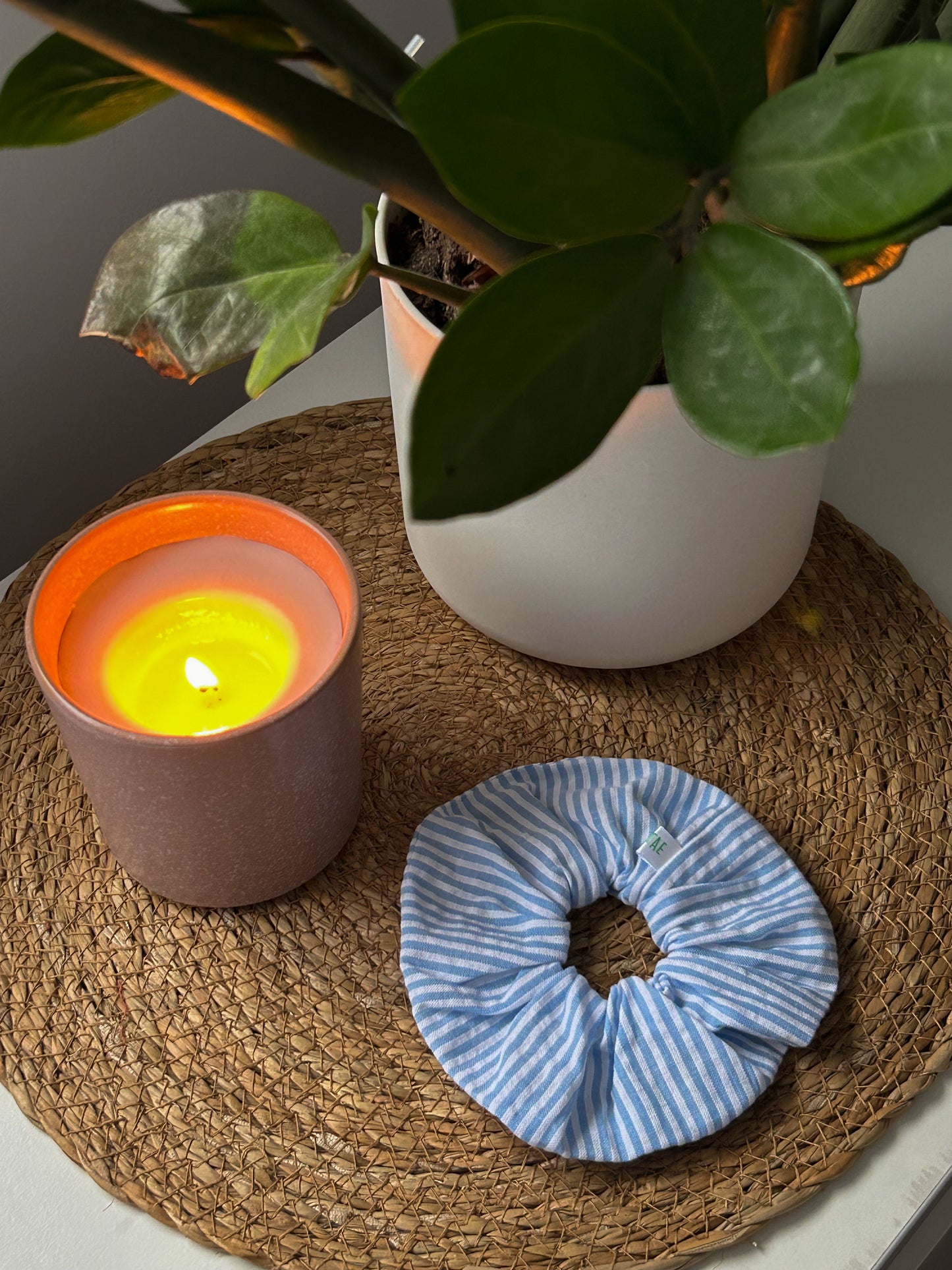 Scrunchie à rayures bleues