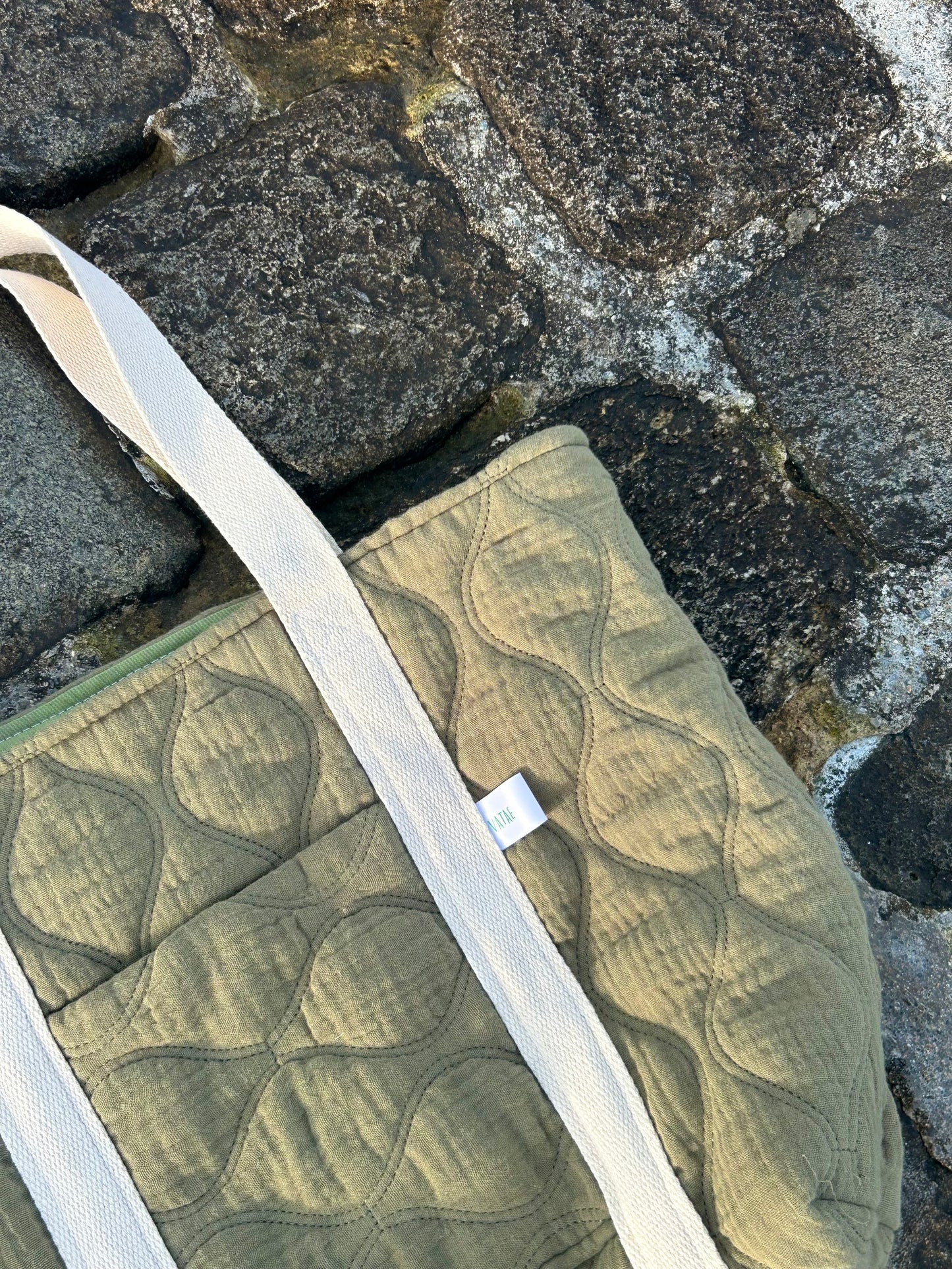 Sac cabas matelassé vert