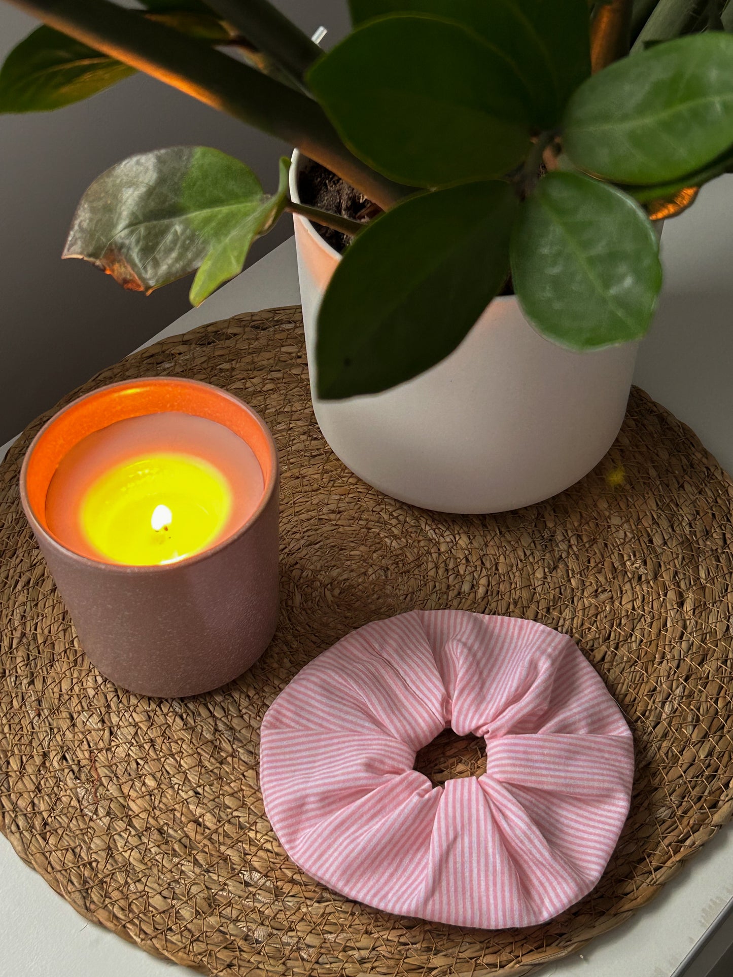 Scrunchie à rayures roses