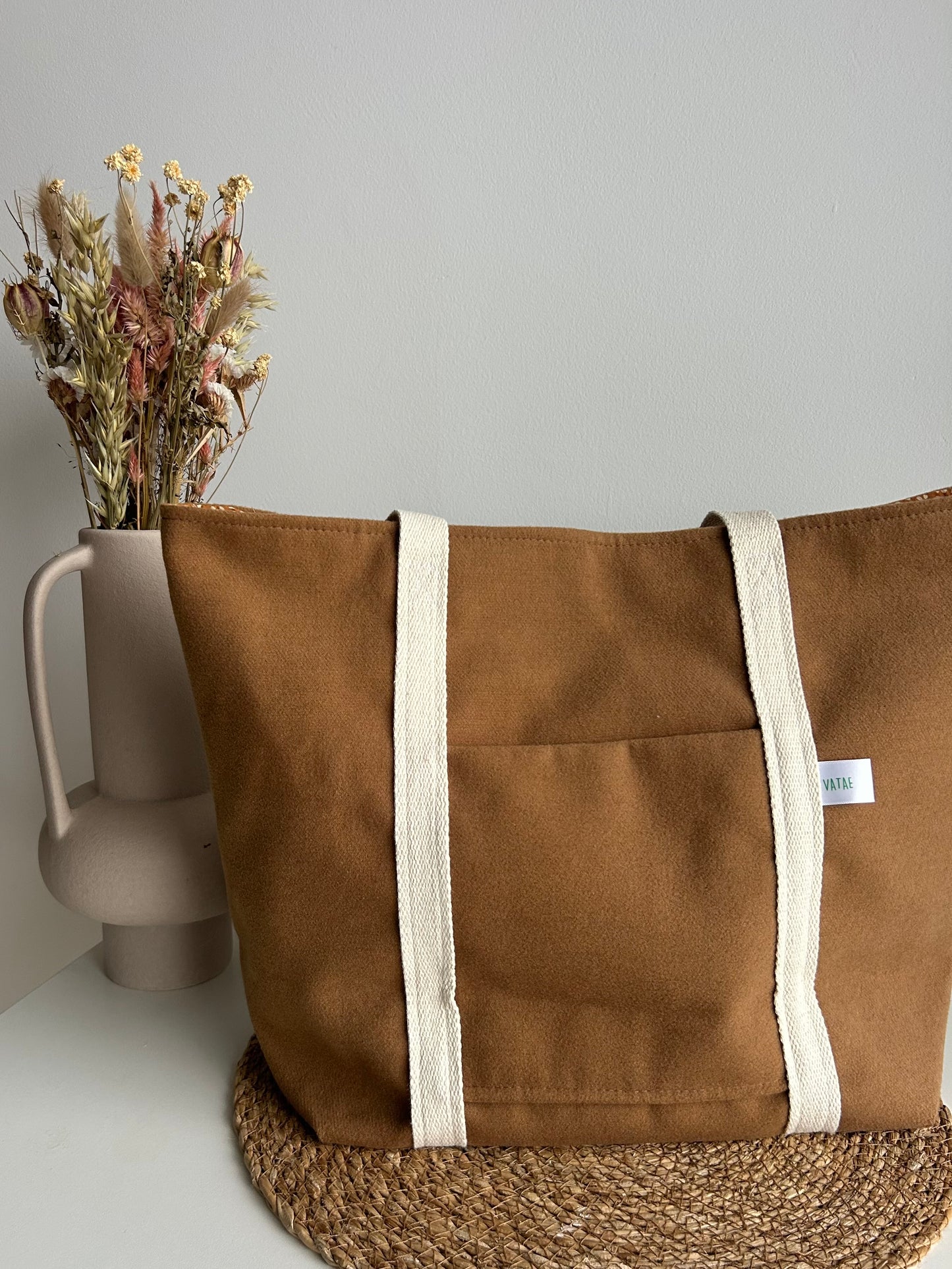 Sac cabas manteau marron