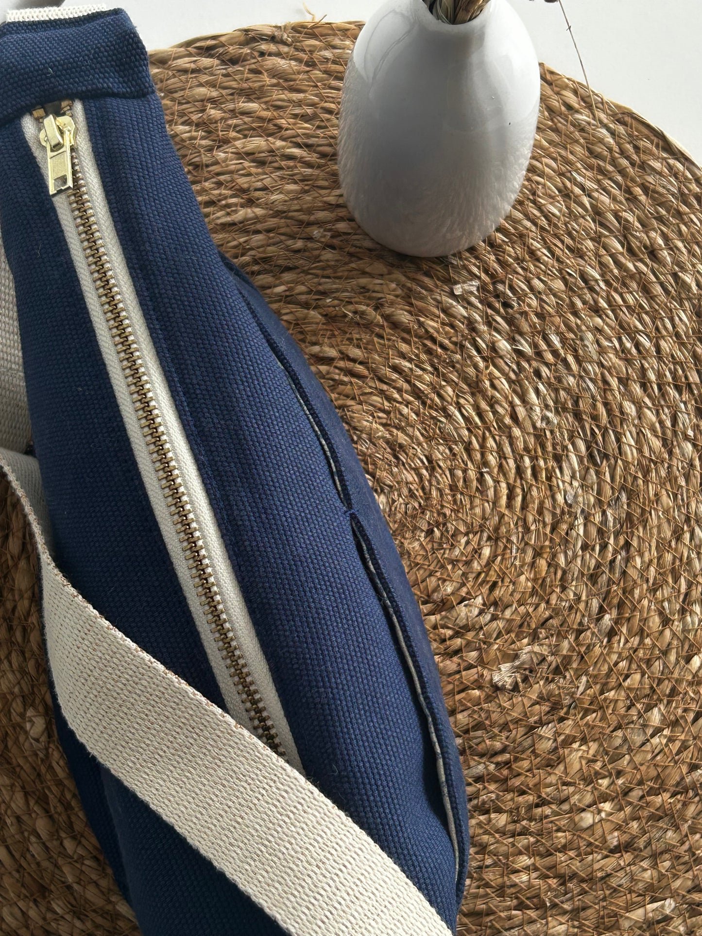 Banane coton natté bleu marine