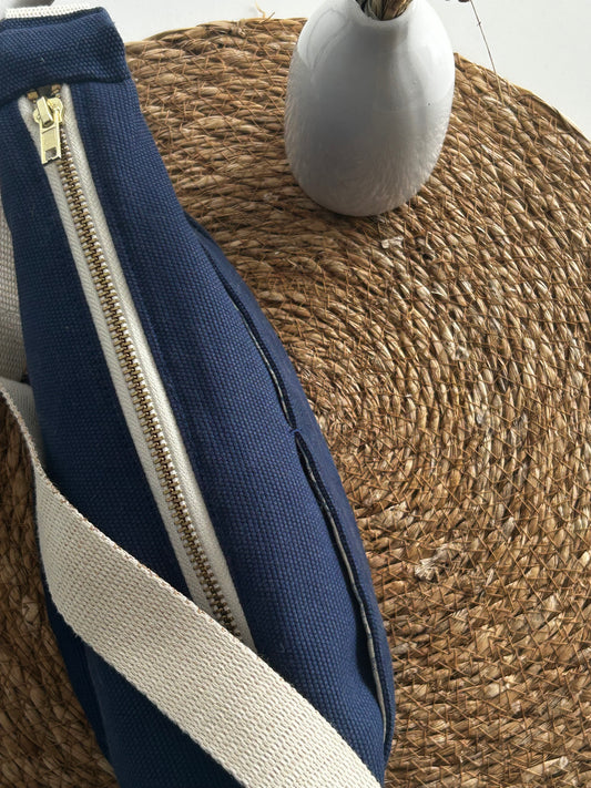 Banane coton natté bleu marine