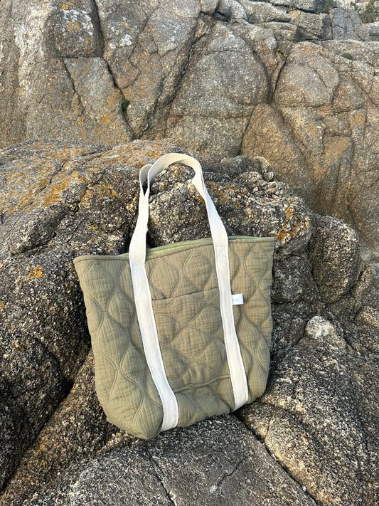 Sac cabas matelassé vert