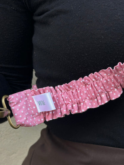 Bandoulière téléphone rose à pois
