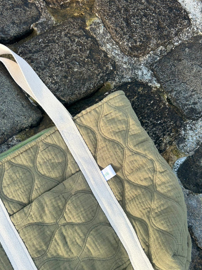 Sac cabas matelassé vert