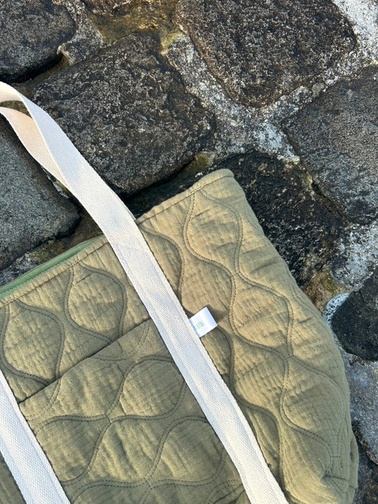 Sac cabas matelassé vert