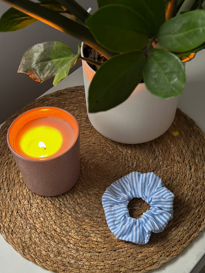 Scrunchie à rayures bleues