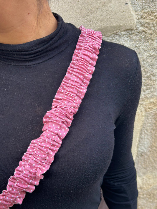 Bandoulière téléphone rose à pois