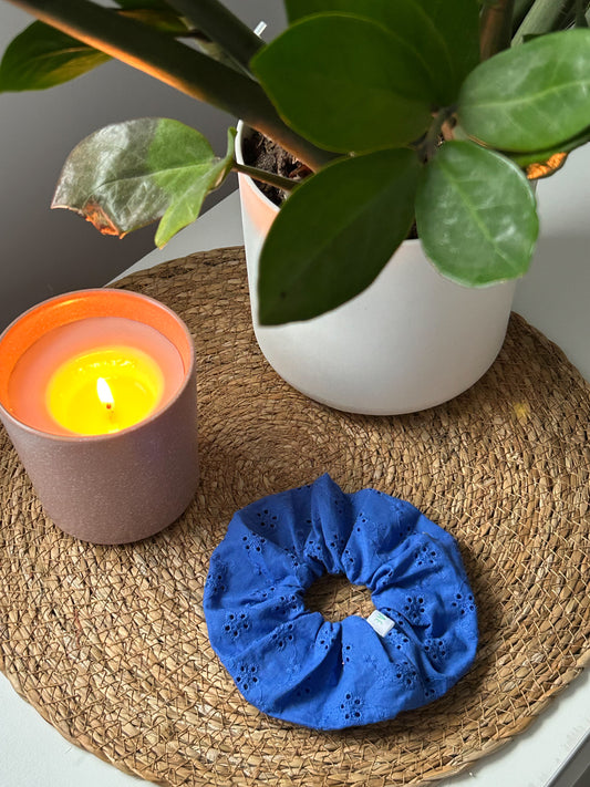 Scrunchie dentelle bleue