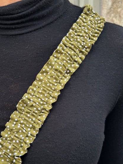 Bandoulière téléphone kaki à pois