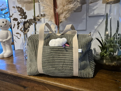 Sac à langer velours côtelé vert