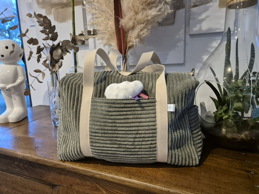 Sac à langer velours côtelé vert