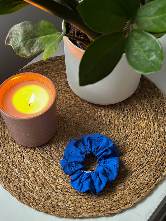 Scrunchie dentelle bleue