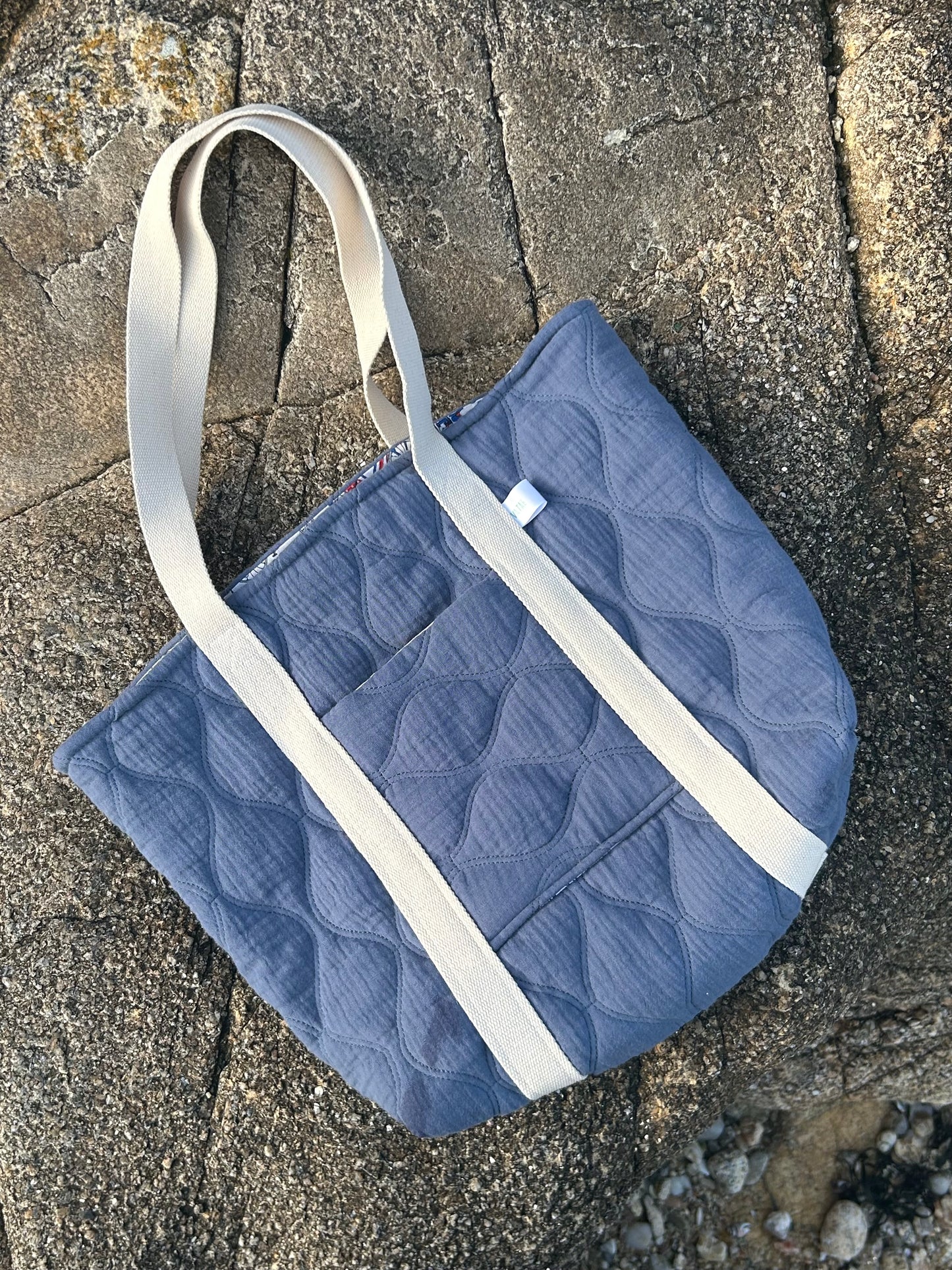 Sac cabas matelassé bleu