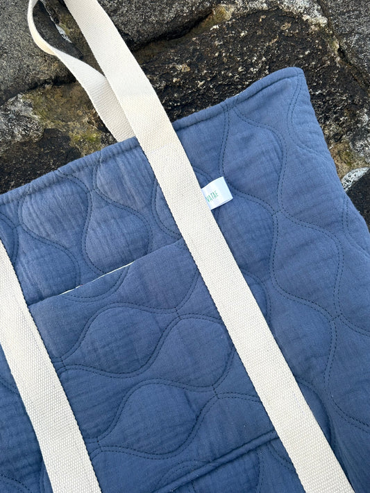 Sac cabas matelassé bleu