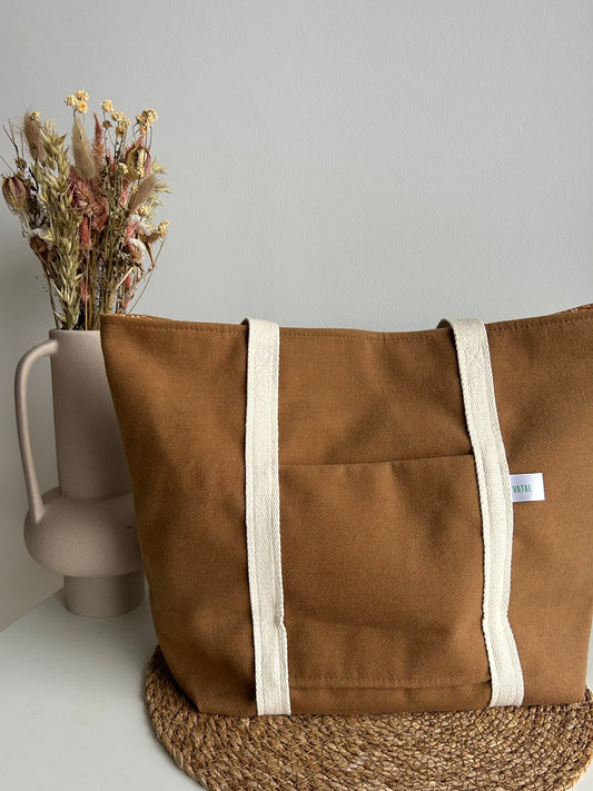 Sac cabas manteau marron